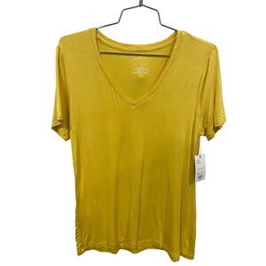 Apt 9 Essentials V Neck Short Sleeve T Shirt Womens Medium Yellow Minimalist NEW